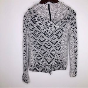 Lucky Brand Aztec Print Knit Hooded Jacket S B&W